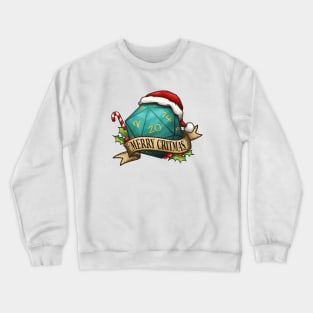 D20 Merry Critmas Dice Aqua Crewneck Sweatshirt